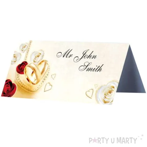 wizytowka na stol zlote obraczki partydeco 25 szt
