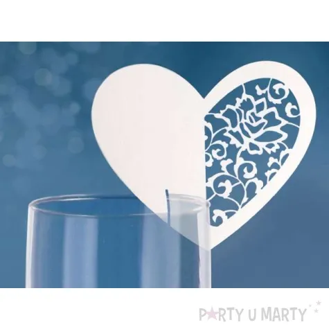 wizytowka serce biale 10 szt