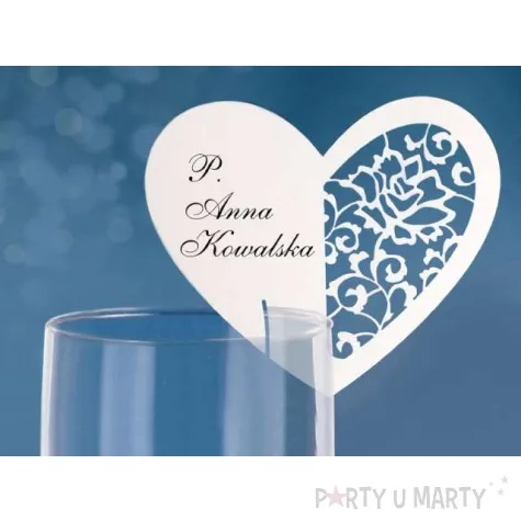 wizytowka serce biale 10 szt