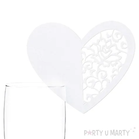 wizytowka serce biale 10 szt
