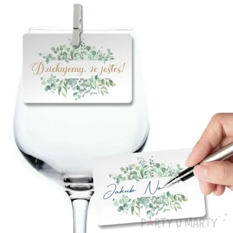 wizytowka z klamerka eukaliptus beauty podziekowanie 10 szt