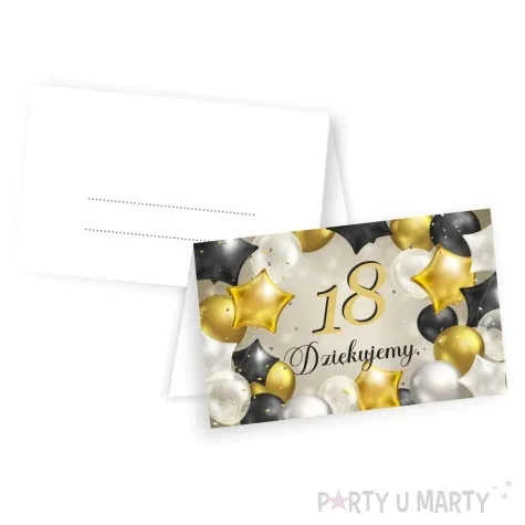 wizytowki na stol 18 urodziny zloto czarne 5x8 cm 10 szt