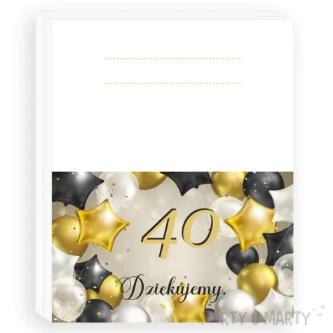 wizytowki na stol 40 urodziny zloto czarne 5x8 cm 10 szt
