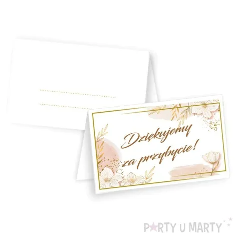 wizytowki na stol dziekujemy za przybycie kwiatki 5x8 cm 10 szt