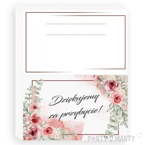 wizytowki na stol dziekujemy za przybycie roze 5x8 cm 10 szt