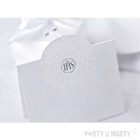 wizytowki na stol i komunia bialo srebrne 10 szt