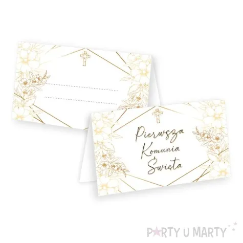 wizytowki na stol komunia ihs gold line 5x8 cm 10 szt