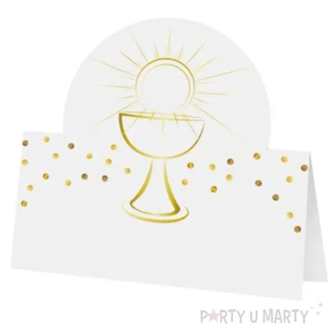 wizytowki na stol komunia swieta hostia zloty 8 cm 6 szt