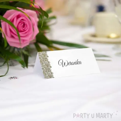 wizytowki na stol kwiaty zloty 9x10 cm 6 szt