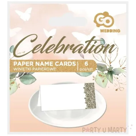 wizytowki na stol kwiaty zloty 9x10 cm 6 szt