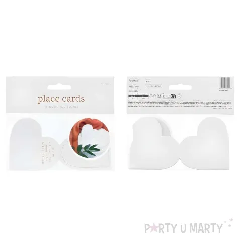 wizytowki na stol serca bialy partydeco 15 7x22 cm 10 szt