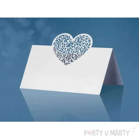 wizytowki na stol serce bialy partydeco 10 szt