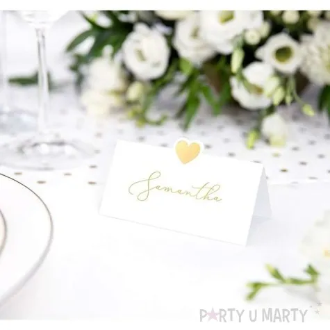 wizytowki na stol serce zlote partydeco 10 szt