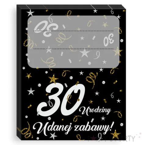 wizytowki na stol winietki dekoracja na 30 urodziny glamour birthday czarny 10 szt