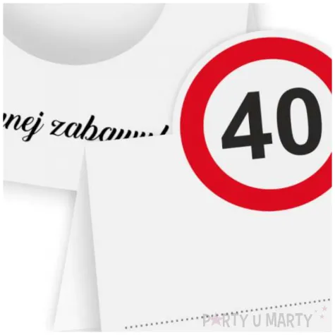 wizytowki na stol winietki dekoracja na 40 urodziny traffic birthday dla gosci 10 szt