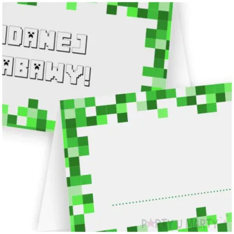 wizytowki na stol winietki dekoracja na urodziny gracza gaming pixele 10 szt