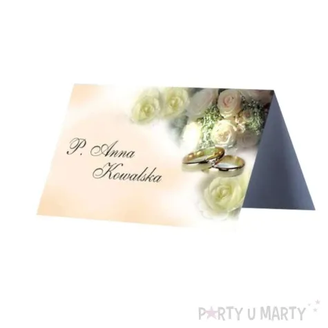 wizytowki na stol zlote obraczki partydeco 25 szt