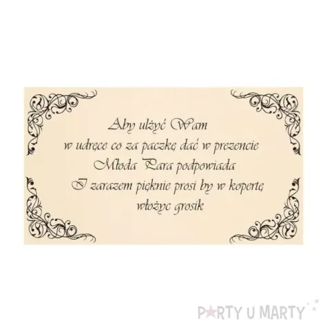 wkladki do zaproszen 25 szt aby ulzyc wam w