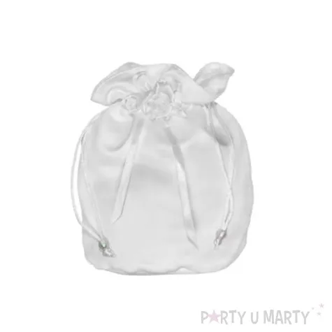 woreczek satynowy na grosiki bialy
