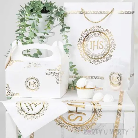 woreczki z organzy komunia swieta ihs bialy partypal 9 5x14 5 cm 10 szt