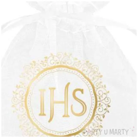 woreczki z organzy komunia swieta ihs bialy partypal 9 5x14 5 cm 10 szt