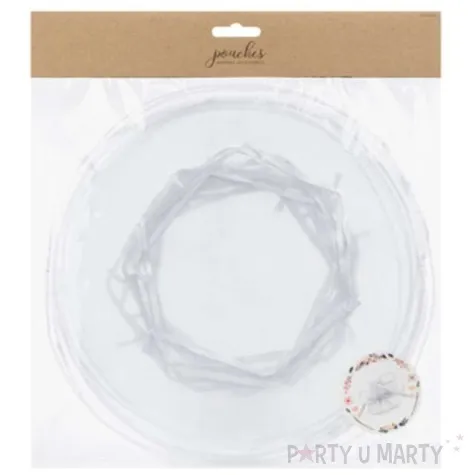 woreczki z organzy sciagane okragle biale partydeco 25 cm 10 szt