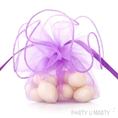 woreczki z organzy sciagane okragle fioletowe partydeco 26 cm 20 szt