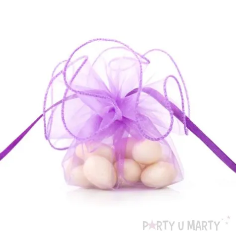 woreczki z organzy sciagane okragle fioletowe partydeco 26 cm 20 szt
