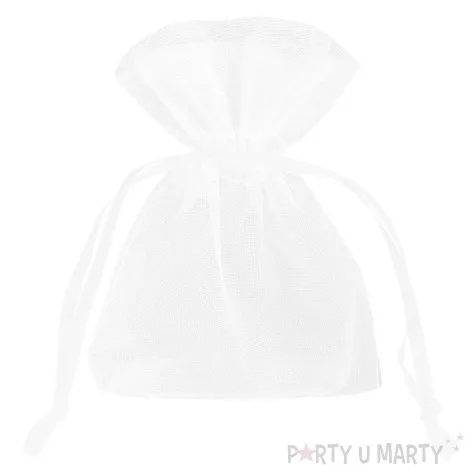 woreczki z organzy sciagane proste bialy partypal 7 x 9 cm 10 szt