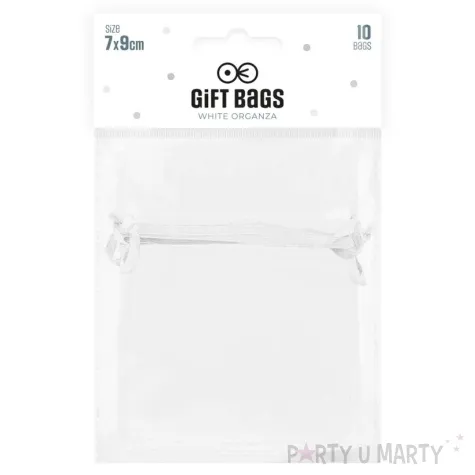 woreczki z organzy sciagane proste bialy partypal 7 x 9 cm 10 szt