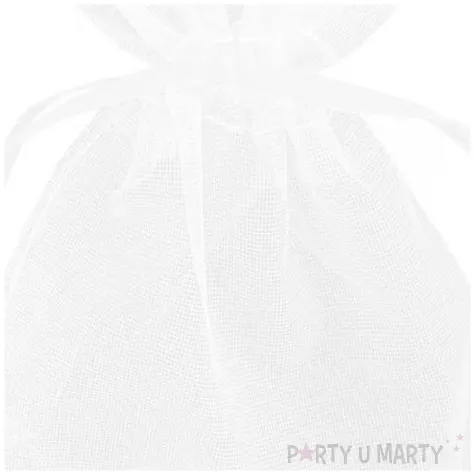 woreczki z organzy sciagane proste bialy partypal 7 x 9 cm 10 szt