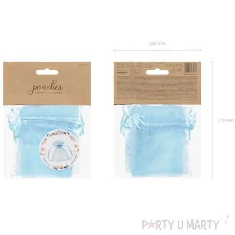 woreczki z organzy sciagane proste blekitne partydeco 10 cm 10 szt