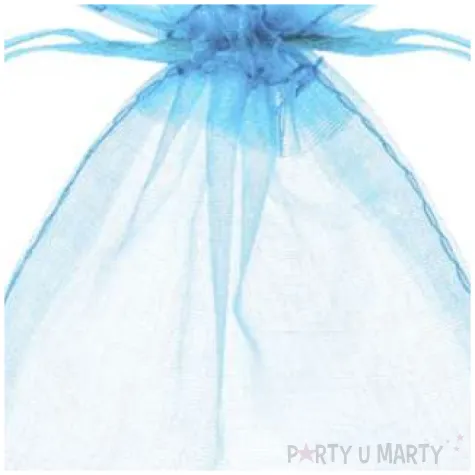 woreczki z organzy sciagane proste blekitne partydeco 10 cm 10 szt