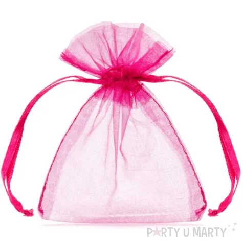 woreczki z organzy sciagane proste fuksja partydeco 10 cm 20 szt