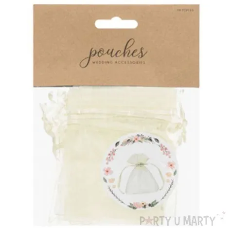 woreczki z organzy sciagane proste kremowe partydeco 10 cm 10 szt