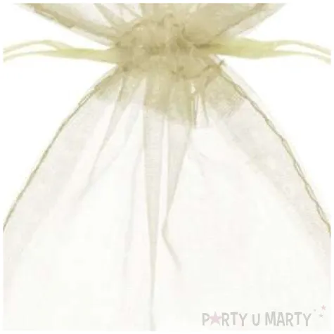 woreczki z organzy sciagane proste kremowe partydeco 10 cm 10 szt