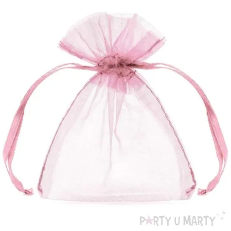 woreczki z organzy sciagane proste rozowe partydeco 10 cm 10 szt