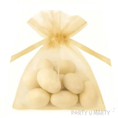 woreczki z organzy sciagane proste zlote partydeco 10 cm 20 szt