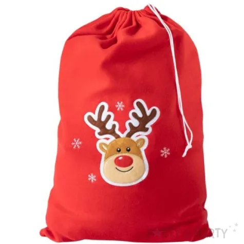 worek mikolaja swiateczny renifer czerwony 50 x 80 cm partypal