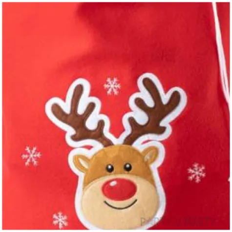 worek mikolaja swiateczny renifer czerwony 50 x 80 cm partypal
