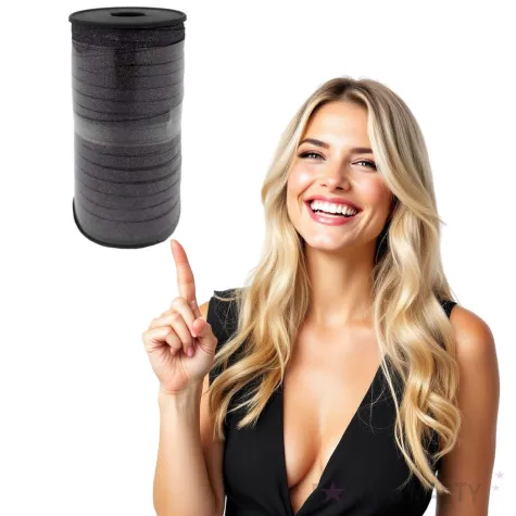 wstazka do balonow brokatowa czarna godan 5 mm 92 m