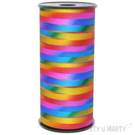 wstazka do balonow brokatowa teczowy godan 5 mm 92 m