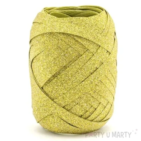 wstazka do balonow brokatowa zlota 0 5 cm x 10 m