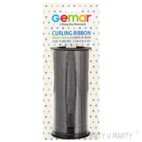 wstazka do balonow classic czarna holograficzna gemar 5 mm x 90 m