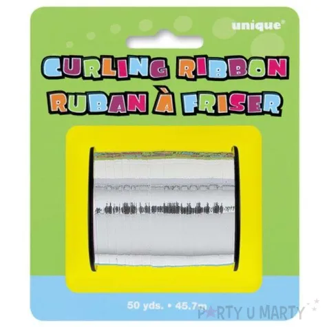 wstazka do balonow classic metalic u91 srebrna unique 0 5 cm x 91m