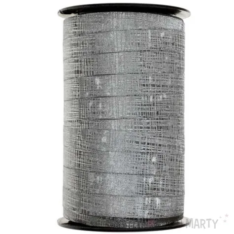 wstazka do balonow curling diamentowa srebrna santex 10mm 25m