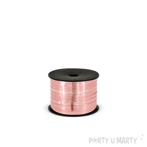 wstazka do balonow do prezentow na urodziny panienski wesele metalic rose gold 0 5 cm x 25 m
