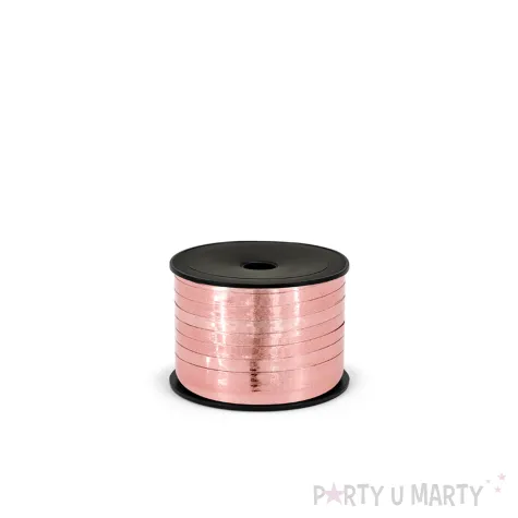 wstazka do balonow do prezentow na urodziny panienski wesele metalic rose gold 0 5 cm x 90 m