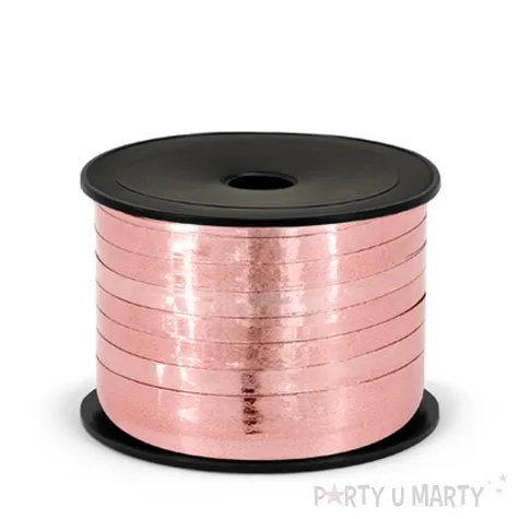 wstazka do balonow do prezentow na urodziny panienski wesele metalic rose gold 0 5 cm x 90 m