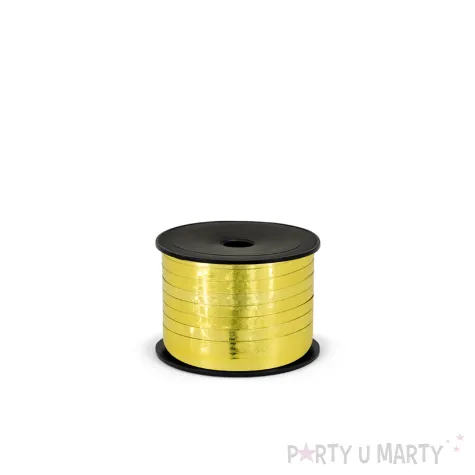 wstazka do balonow do prezentow na urodziny sylwestra wesele slub metalic zlota 0 5 cm x 25 m